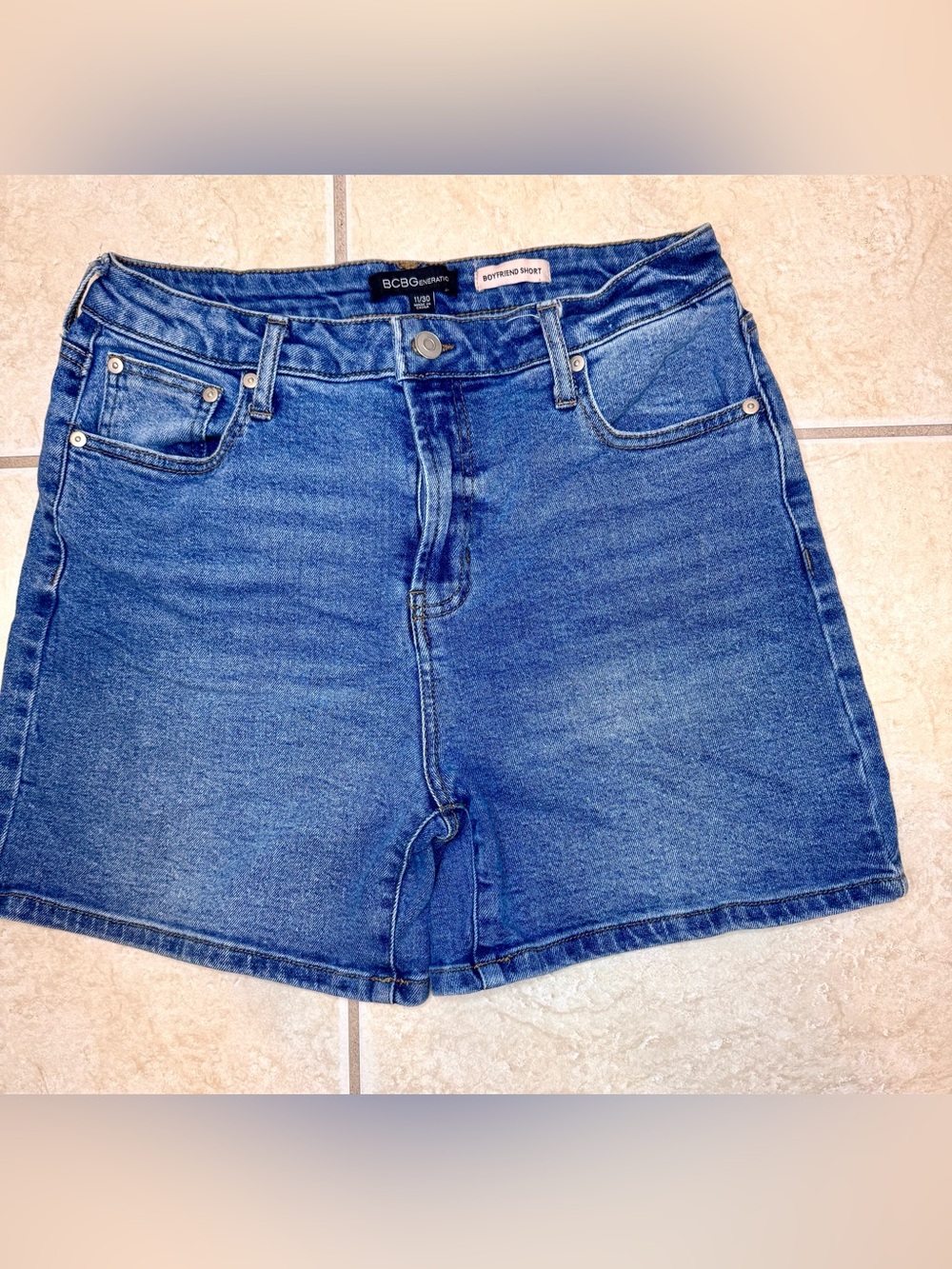 BCBGeneration Mid-Rise Blue Denim Shorts
